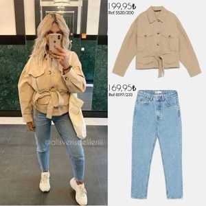 Zara Tan Belted Jacket with Pockets